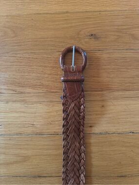 Brighton Woven Leather Belt in Brown with Round Buckle